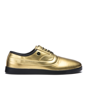 Supra Mens GRECO Gold/Black Low Top Shoes | CA-74390